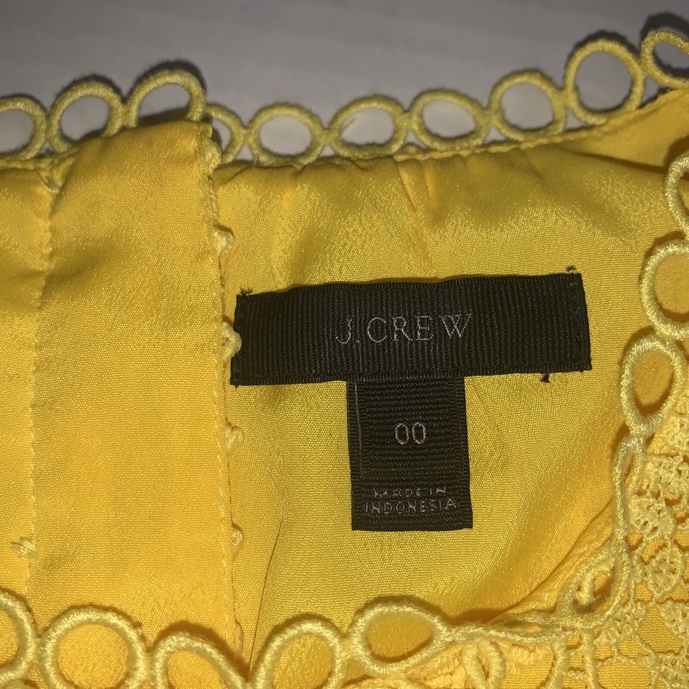 J CREW Womens Size 00 Sleeveless Lined Lace Yellow Lace Crochet Tank Top Blouse - Picture 5 of 10